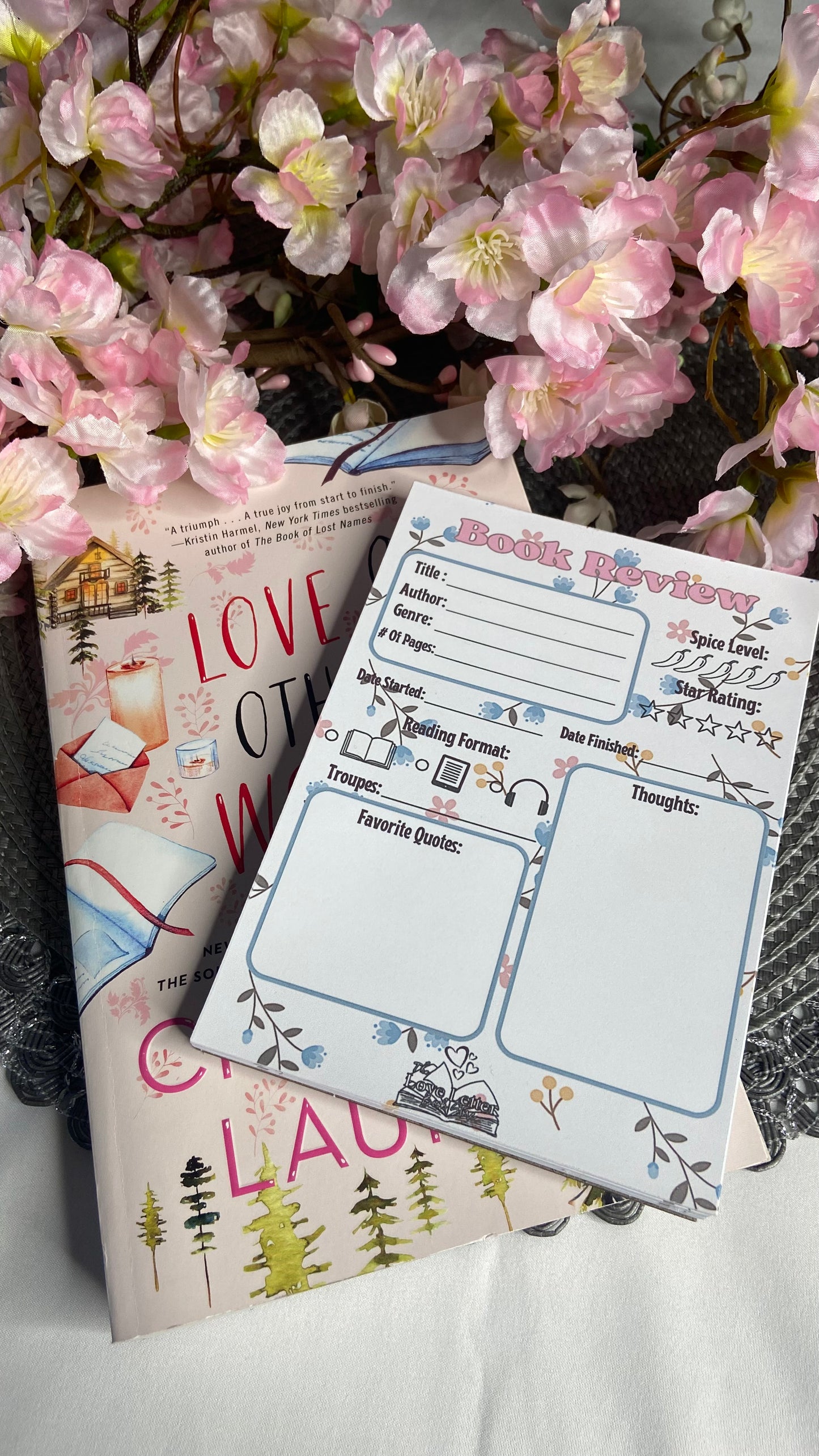 Floral Book Review Notepad