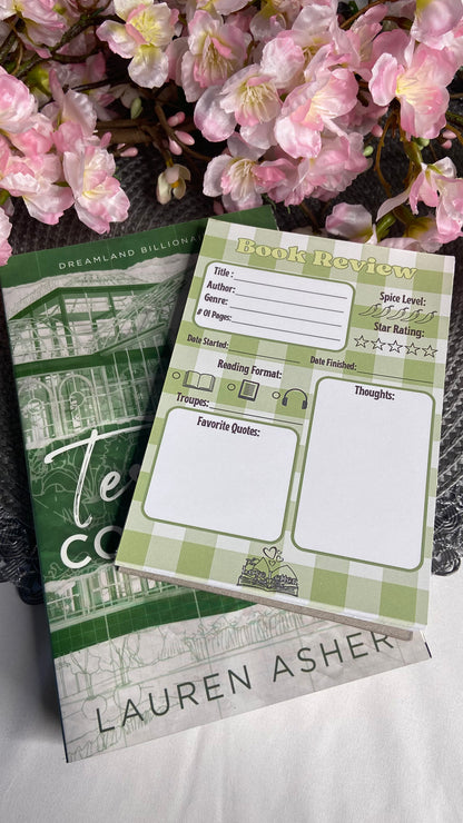 Green Checkered Book Review Notepad