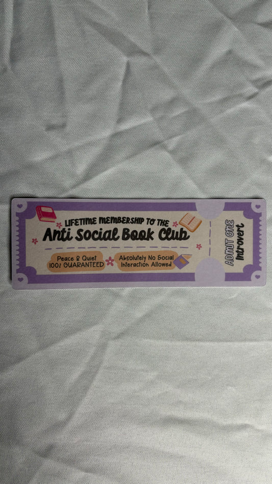 Anti Social Book Club Bookmark