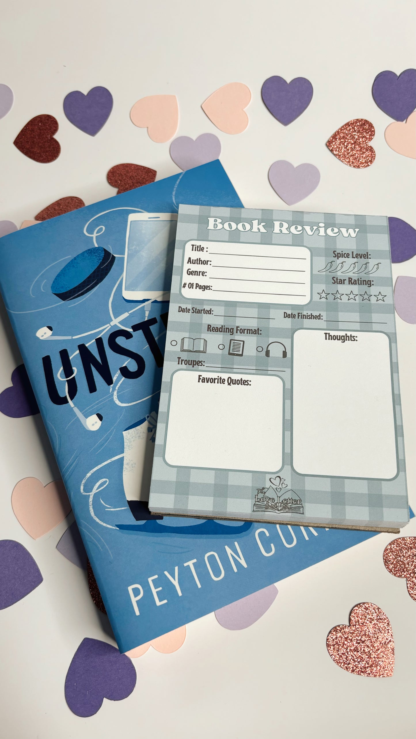 Blue Checkered Book Review Notepad