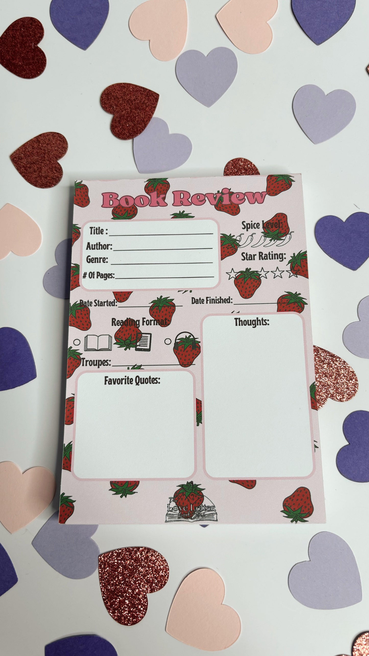 Strawberry Book Review Notepads